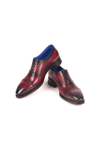 Paul Parkman 79BRD68 Bordeaux Burgundy Leather Cap-Toe Oxfords(PM6258)
