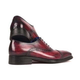 Paul Parkman 79BRD68 Men's Handmade Shoes Bordeaux Burgundy Calf-Skin Leather Cap-Toe Oxfords(PM6258)-AmbrogioShoes