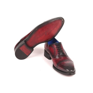 Paul Parkman 79BRD68 Men's Handmade Shoes Bordeaux Burgundy Calf-Skin Leather Cap-Toe Oxfords(PM6258)-AmbrogioShoes