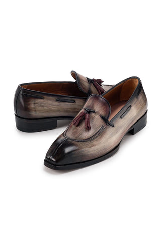 Paul Parkman 8135 Men's Split Toe Calf-Skin Leather Tassel Loafer (PM6488)