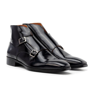 Paul Parkman 8154 Men's Shoes Polished Calf-Skin Leather Double Monk-Strap Ankle Boot (PM6456)-AmbrogioShoes