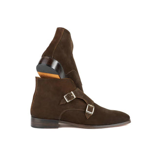 Paul Parkman 8154 Men's Shoes Suede Leather Double Monk-Strap Ankle Boot (PM6476)-AmbrogioShoes