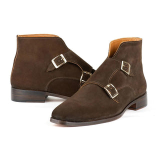 Paul Parkman 8154 Men's Shoes Suede Leather Double Monk-Strap Ankle Boot (PM6476)-AmbrogioShoes