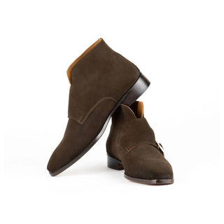 Paul Parkman 8154 Men's Shoes Suede Leather Double Monk-Strap Ankle Boot (PM6476)-AmbrogioShoes
