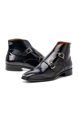 Paul Parkman 8154 Polished Leather Double Monk-Strap Ankle Boot (PM6456)