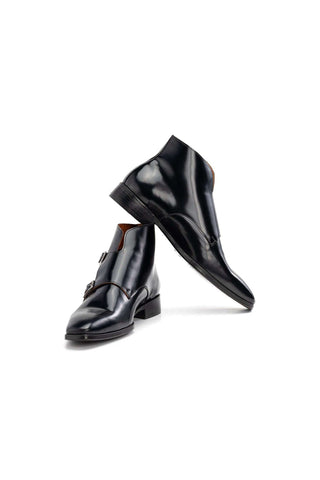 Paul Parkman 8154 Polished Leather Double Monk-Strap Ankle Boot (PM6456)