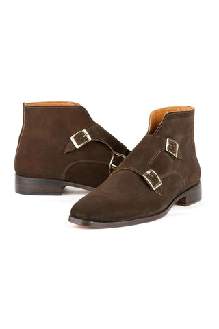 Paul Parkman 8154 Suede Double Monk-Strap Ankle Boot (PM6476)-AmbrogioShoes