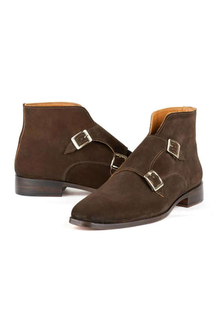 Paul Parkman 8154 Suede Double Monk-Strap Ankle Boot (PM6476)
