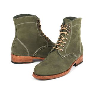 Paul Parkman 824 Green Nubuck Leather Goodyear Welted Boots (PM6342)-AmbrogioShoes