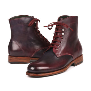 Paul Parkman 824BRD65 Men's Shoes Burgundy & Navy Calf-Skin Leather Boots(PM6253)-AmbrogioShoes