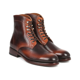 Paul Parkman 824BRW73 Men's Shoes Brown Burnished Calf-Skin Leather Derby Boots (PM6334)-AmbrogioShoes