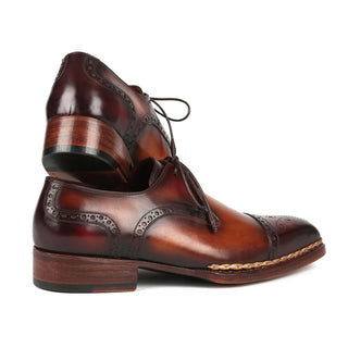 Paul Parkman 8508-BRW Men's Shoes Bordeaux & Brown Calf-Skin Leather Norwegian Welted Derby Oxfords (PM6359)-AmbrogioShoes