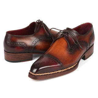 Paul Parkman 8508-BRW Men's Shoes Bordeaux & Brown Calf-Skin Leather Norwegian Welted Derby Oxfords (PM6359)-AmbrogioShoes