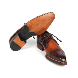 Paul Parkman 8508-BRW Men's Shoes Bordeaux & Brown Calf-Skin Leather Norwegian Welted Derby Oxfords (PM6359)-AmbrogioShoes