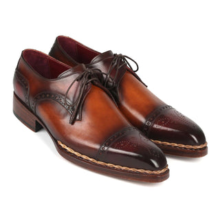 Paul Parkman 8508-BRW Men's Shoes Bordeaux & Brown Calf-Skin Leather Norwegian Welted Derby Oxfords (PM6359)-AmbrogioShoes