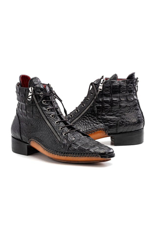 Paul Parkman 88AP Crocodile Embossed Calf-Skin Leather Zipper Boot (PM6462)