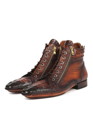Paul Parkman 88AP Crocodile Embossed Leather Zipper Boot (PM6462)