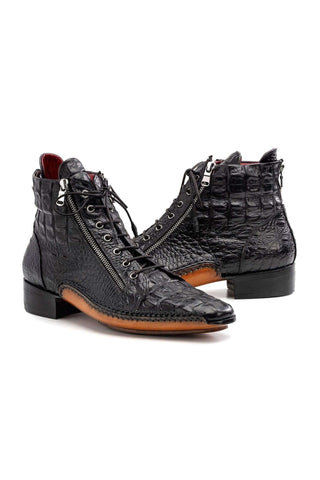 Paul Parkman 88AP Crocodile Embossed Leather Zipper Boot (PM6462)