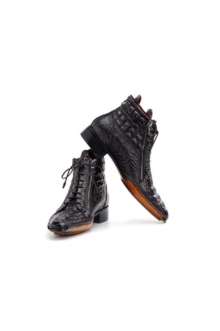 Paul Parkman 88AP Crocodile Embossed Leather Zipper Boot (PM6462)