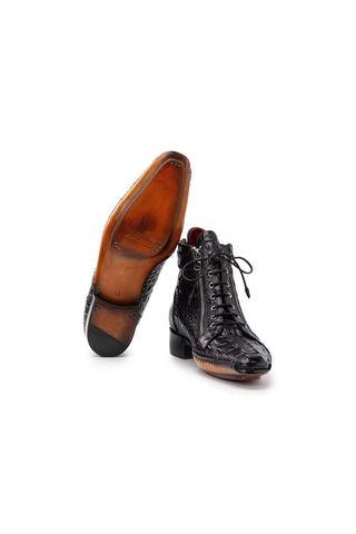 Paul Parkman 88AP Crocodile Embossed Leather Zipper Boot (PM6462)