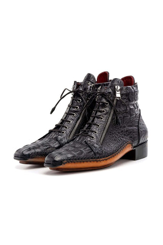 Paul Parkman 88AP Crocodile Embossed Leather Zipper Boot (PM6462)