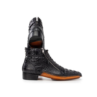 Paul Parkman 88AP Men's Shoes Crocodile Print Calf-Skin Leather Zipper Boot (PM6462)-AmbrogioShoes