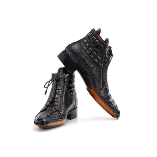 Paul Parkman 88AP Men's Shoes Crocodile Print Calf-Skin Leather Zipper Boot (PM6462)-AmbrogioShoes