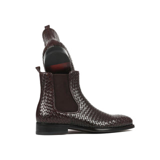Paul Parkman 92WN87 Men's Shoes Woven Leather Chelsea Boots (PM6347)-AmbrogioShoes