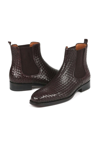 Paul Parkman 92WN87 Woven Leather Chelsea Boots (PM6347)