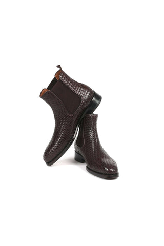Paul Parkman 92WN87 Woven Leather Chelsea Boots (PM6347)