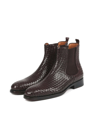 Paul Parkman 92WN87 Woven Leather Chelsea Boots (PM6347)