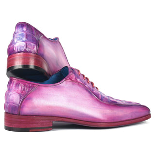 Paul Parkman 94-277 Men's Shoes Purple Crocodile Print Leather Bicycle Toe Oxfords (PM6368)-AmbrogioShoes