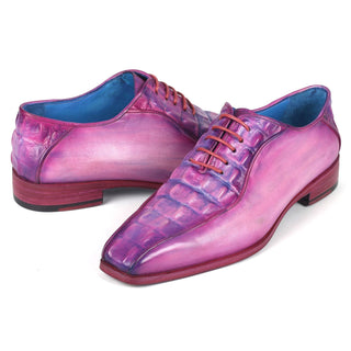 Paul Parkman 94-277 Men's Shoes Purple Crocodile Print Leather Bicycle Toe Oxfords (PM6368)-AmbrogioShoes