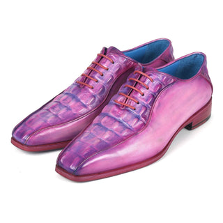 Paul Parkman 94-277 Men's Shoes Purple Crocodile Print Leather Bicycle Toe Oxfords (PM6368)-AmbrogioShoes