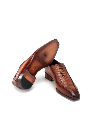 Paul Parkman 94 Croco Embossed Calf-Skin Leather Bicycle Toe Oxfords (PM6368)