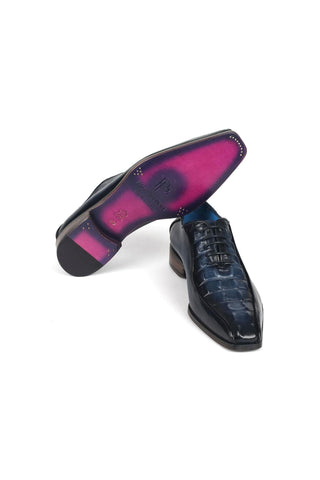 Paul Parkman 94 Croco Embossed Calf-Skin Leather Bicycle Toe Oxfords (PM6368)