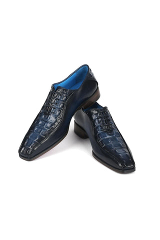 Paul Parkman 94 Croco Embossed Calf-Skin Leather Bicycle Toe Oxfords (PM6368)