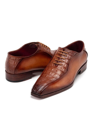 Paul Parkman 94 Croco Embossed Calf-Skin Leather Bicycle Toe Oxfords (PM6368)