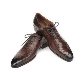 Paul Parkman 9475-85 Men's Shoes Brown Genuine Ostrich Leather Oxfords (PM6410)-AmbrogioShoes