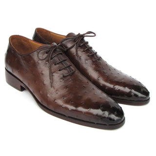 Paul Parkman 9475-85 Men's Shoes Brown Genuine Ostrich Leather Oxfords (PM6410)-AmbrogioShoes