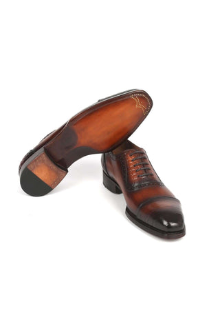 Paul Parkman 9482-BRW Brown Crocodile Embossed / Leather Cap-Toe Oxfords (PM6331)