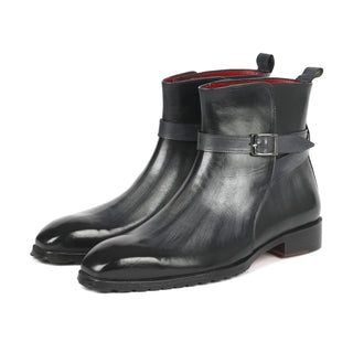 Paul Parkman 955GRY57 Men's Shoes Gray Patina Leather Jodhpur Boots (PM6335)-AmbrogioShoes