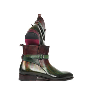 Paul Parkman 957FRS84 Men's Shoes Green & Bordeaux Calf-Skin Leather Jodhpur Boots (PM6270)-AmbrogioShoes