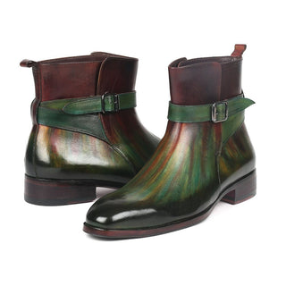 Paul Parkman 957FRS84 Men's Shoes Green & Bordeaux Calf-Skin Leather Jodhpur Boots (PM6270)-AmbrogioShoes