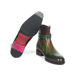 Paul Parkman 957FRS84 Men's Shoes Green & Bordeaux Calf-Skin Leather Jodhpur Boots (PM6270)-AmbrogioShoes