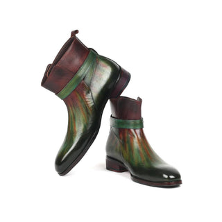 Paul Parkman 957FRS84 Men's Shoes Green & Bordeaux Calf-Skin Leather Jodhpur Boots (PM6270)-AmbrogioShoes