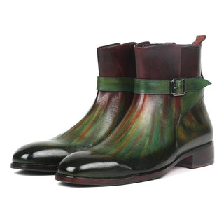 Paul Parkman 957FRS84 Men's Shoes Green & Bordeaux Calf-Skin Leather Jodhpur Boots (PM6270)-AmbrogioShoes