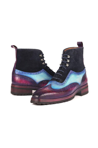 Paul Parkman 9736PTN Suede / Leather Wing-Tip Boots