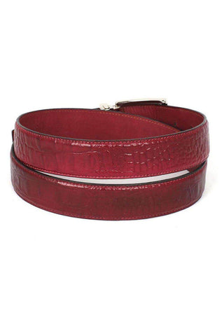 Paul Parkman B02 Men's Crocodile Embossed Calfskin Leather Belt (PMB207)