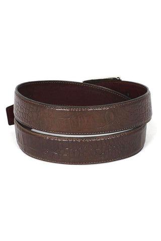 Paul Parkman B02 Men's Crocodile Embossed Calfskin Leather Belt (PMB207)